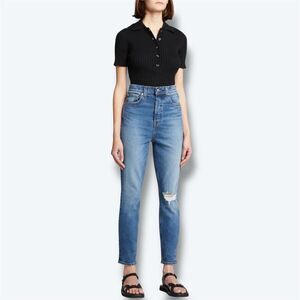 NWT GRLFRND High Rise Blue Distressed Slim Jeans